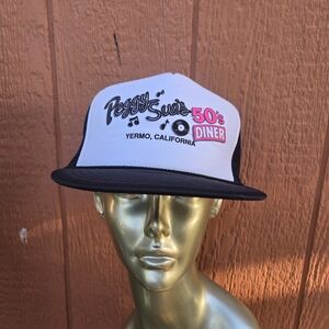 Peggy Sue's 50's Diner Yermo, California Trucker Mesh Hat Vintage 1980s Era Hat